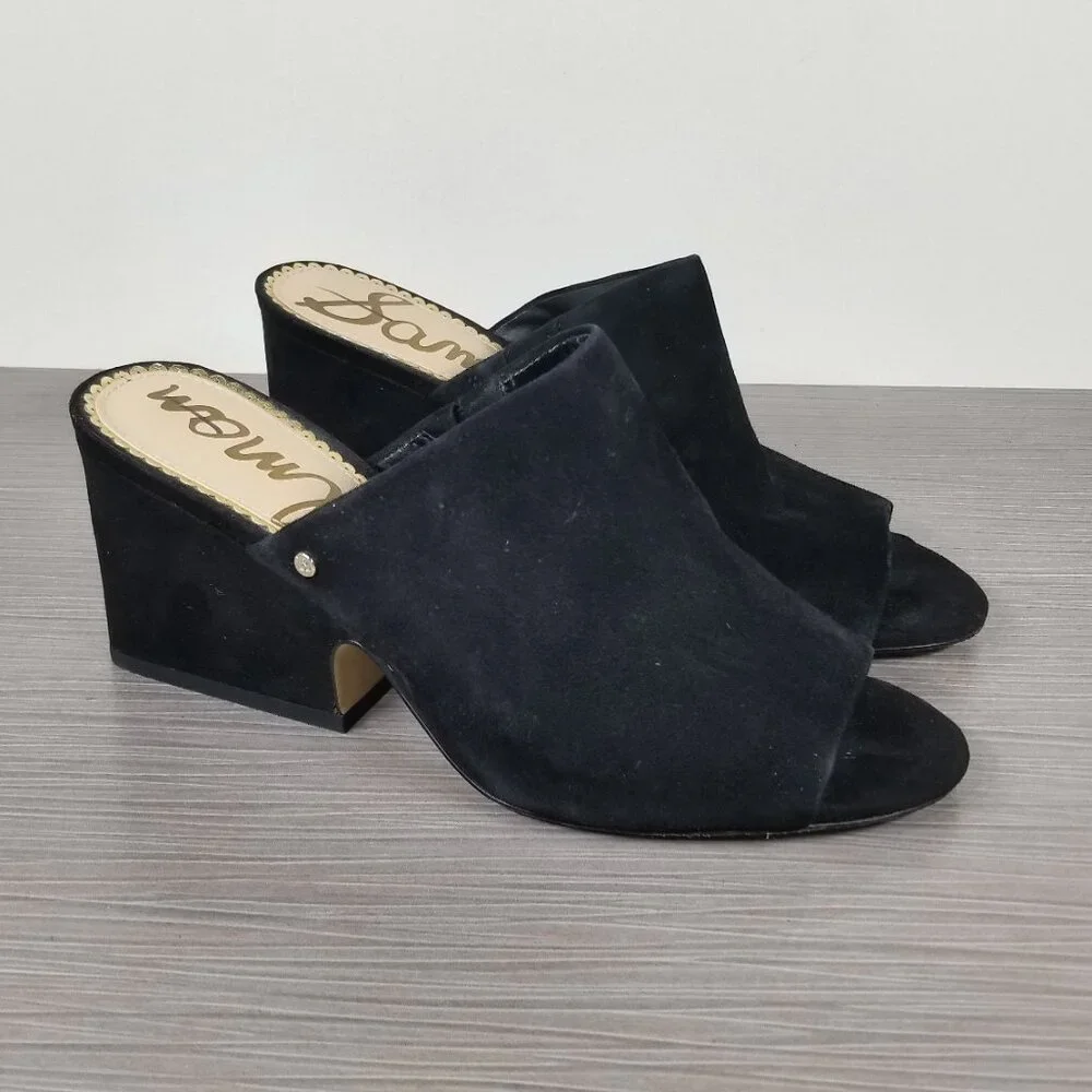 Sam Edelman Rheta Suede Slide Sandals, Black Suede, Womens Size 7 M / 37 - Picture 2 of 12